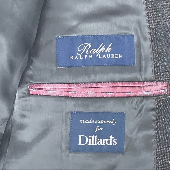 Ralph Ralph Lauren Blazer Jacket Mens 54R Plaid Wool Spandex Dark Gray 56” Chest - Picture 9 of 10